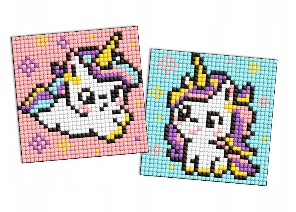Diamentowa mozaika na magnesie IDEYKA, 9x9 cm, kids, dwa jednorożce, 2 szt.