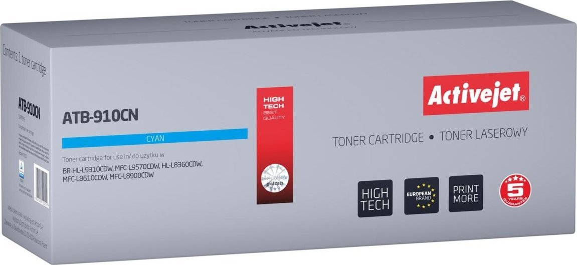 Toner Activejet ATB-910CN Toner - zamiennik Brother TN910C Supreme 9000 stron niebieski -
