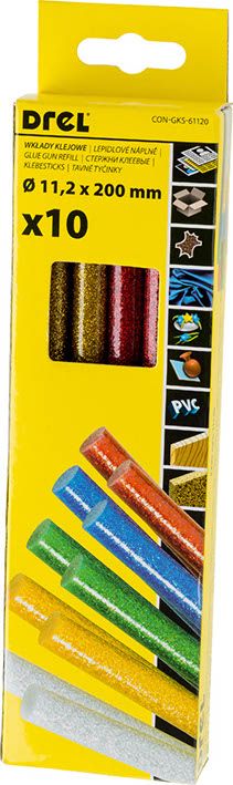 Wkłady klejowe Drel 11 mm x 200 mm zestaw kolorów 10 szt. CON-GKS-61120