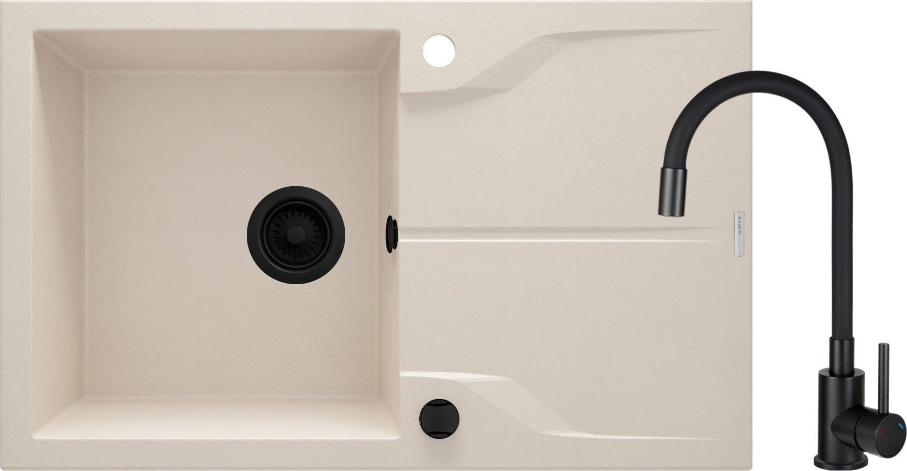 Zlewozmywak Deante Zlewozmywak granitowy z baterią 1-komorowy z ociekaczem