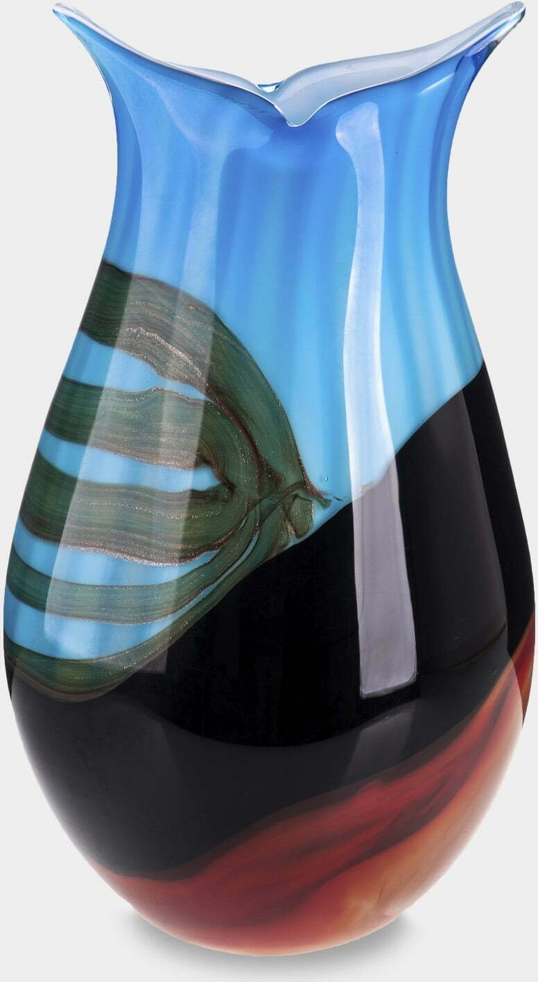 rzezbyzbrazu Wazon Szklany w Stylu Murano Dzbanek Niebiesko Czarny
