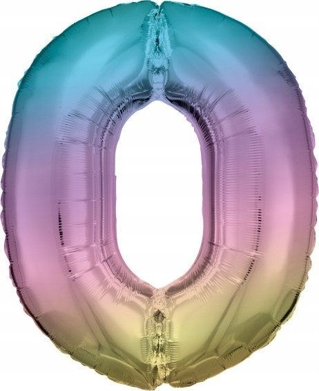 AMSCAN Balon foliowy duża cyfra 0 Tęcza Pastel 70x86cm N34 spakowany 9909708