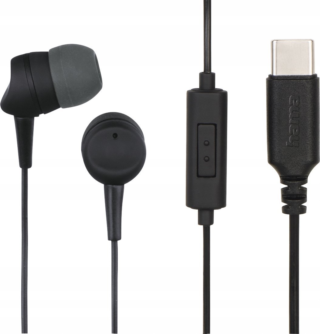 Słuchawki Hama Słuchawki dokanałowe USB C Czarne