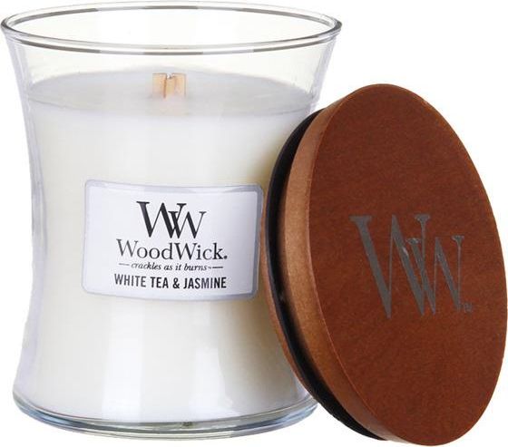 WoodWick White Tea&Jasmine średnia świeca zapachowa 275g