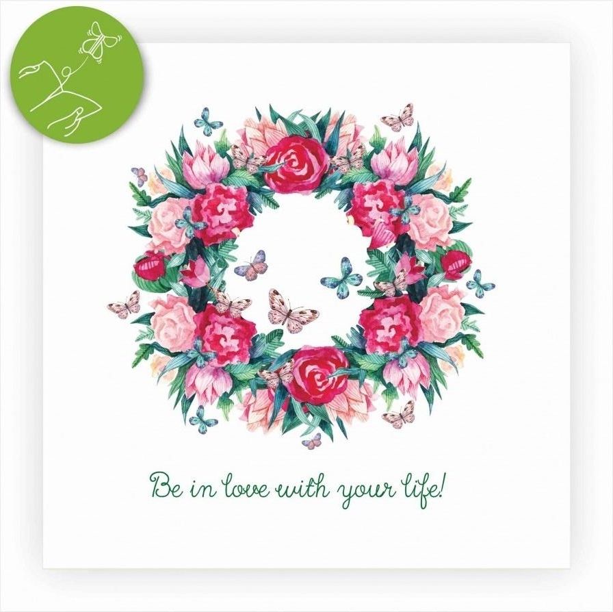 Cozywood Karnet kwadrat z niespodzianką Wieniec Ślub