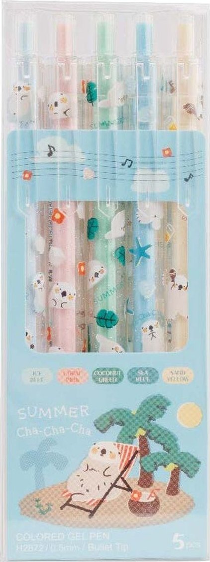 Długopis żelowy automatyczny zestaw 5 kolorów 05mm Cha Cha MG