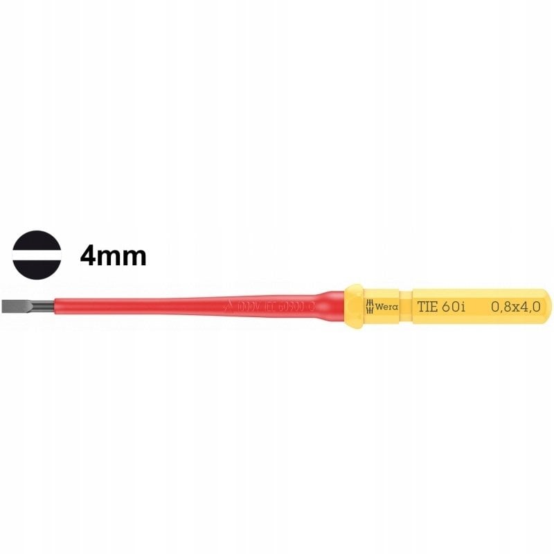 Wera Wymienny izolowany płaski trzpień Kompakt VDE 60, 0,8 x 4,0 x 157 mm TIE 05006503001