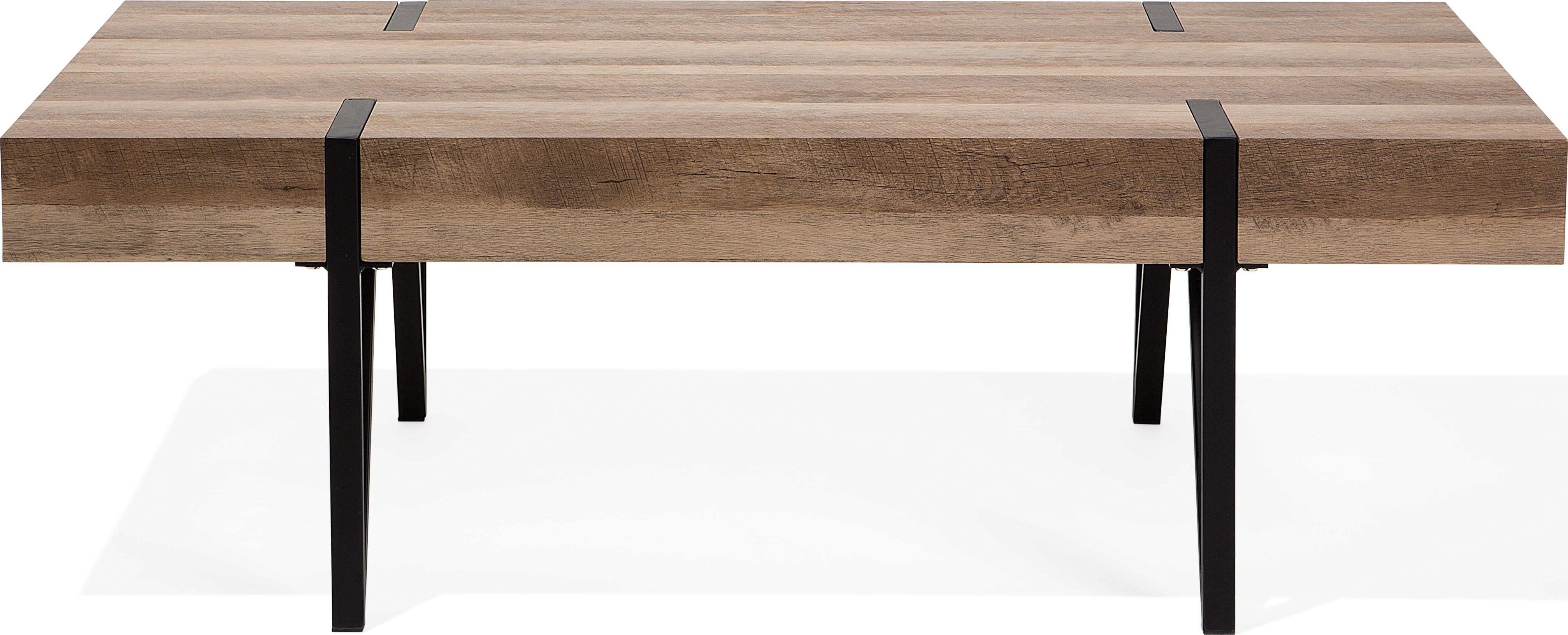 Beliani Stolik kawowy jasne drewno z czarnym ADENA