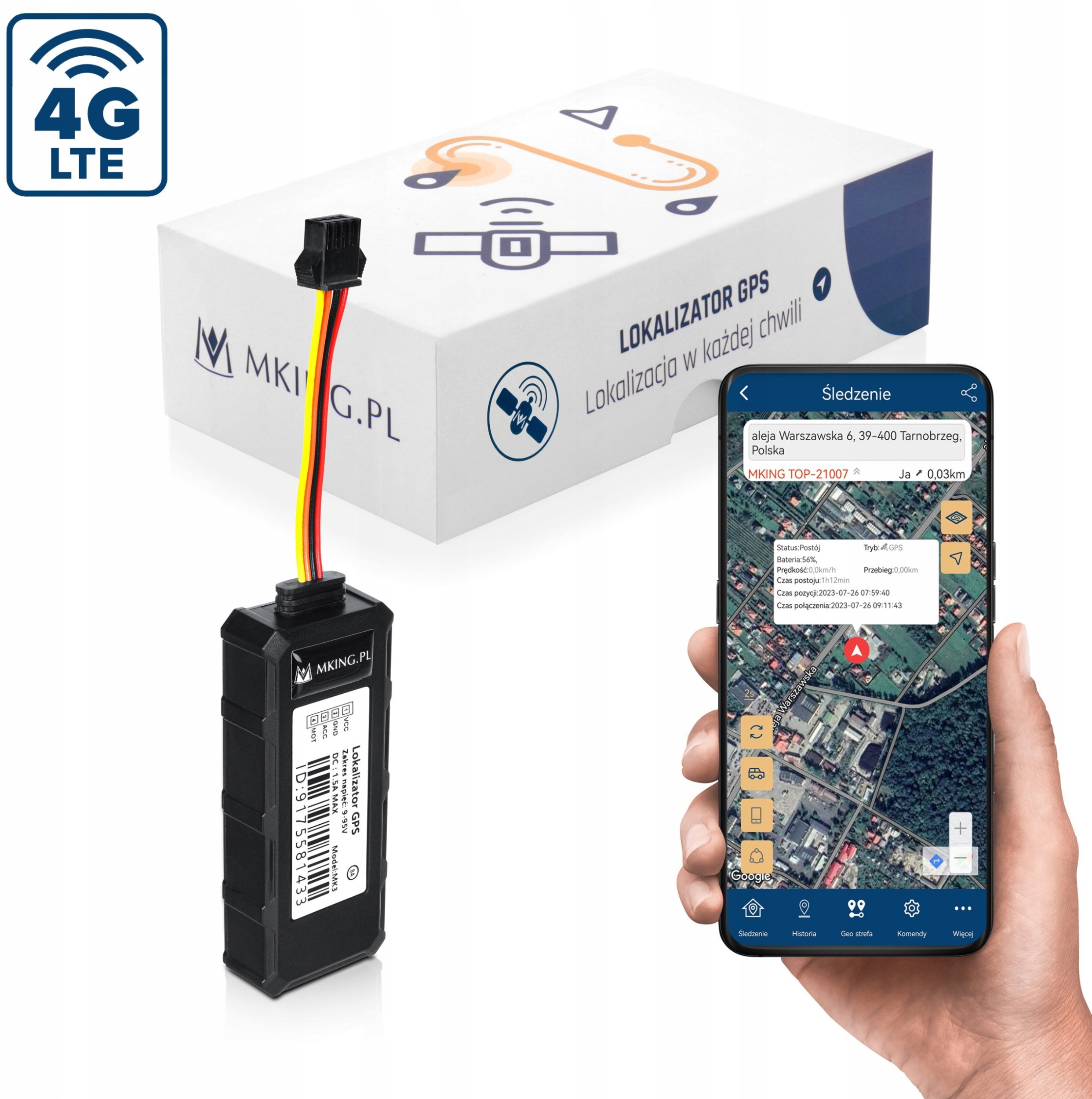 Lokalizator GPS Mking MK3 2G+4G ŚLEDZENIE POJAZDU ŁODZI ODCIĘCIE