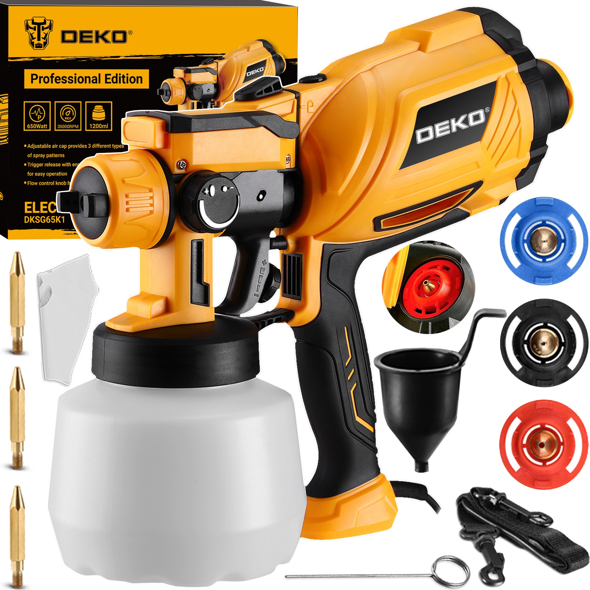 Deko DEKO DKSG65K1 Pistolet HVLP Do Malowania Ścian Agregat Malarski 3dysze 80 Din Zestaw XXL