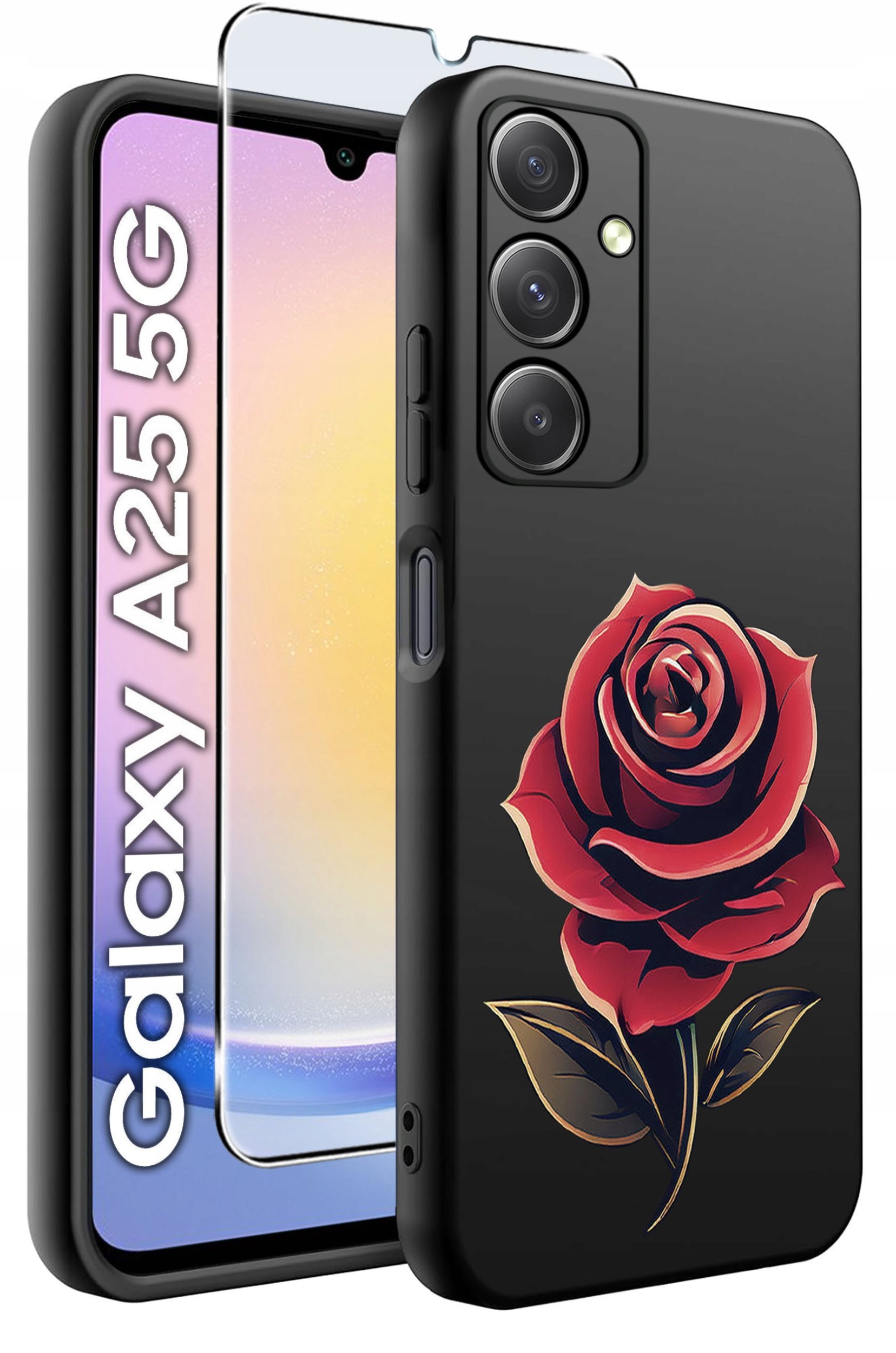 ETUI do Samsung A25 5G WZORY | SILIKONOWE MATT CASE + SZKŁO HARTOWANE 9H