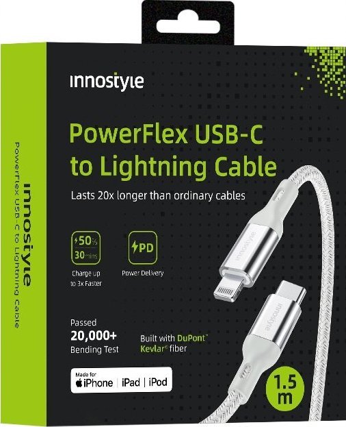 Kabel USB Innostyle USB-C - Lightning 2 m Srebrny