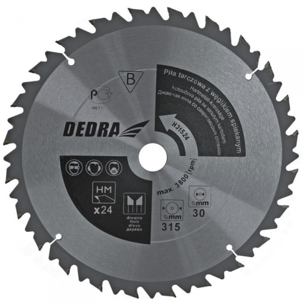Dedra Piła tarczowa 315x30mm 24z. z płytkami HM i ogranicznikiem posuwu - HL31524