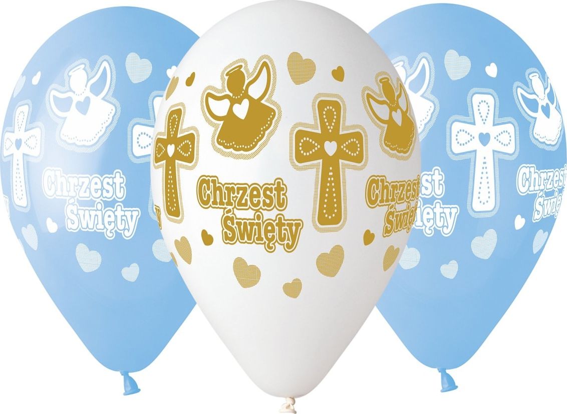 Gemar Balony na chrzest dla chłopca - 33 cm - 5 szt. uniwersalny