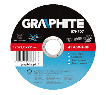 Graphite Tarcza tnąca do metalu 115x1.0x22.2 mm 41 A60-T-BF (57H705)