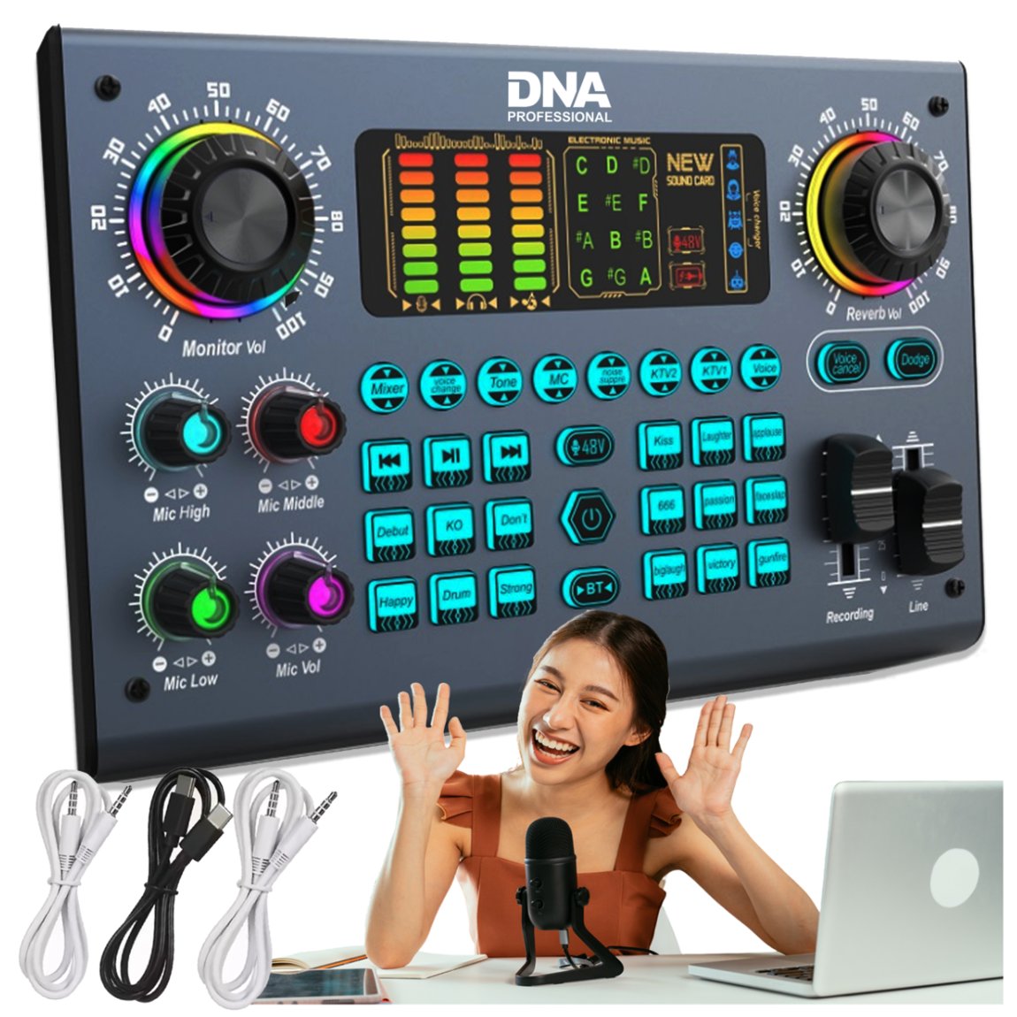 Zewnętrzna karta dźwiękowa cyfrowa akumulatorowa interfejs audio Bluetooth DSP USB-C