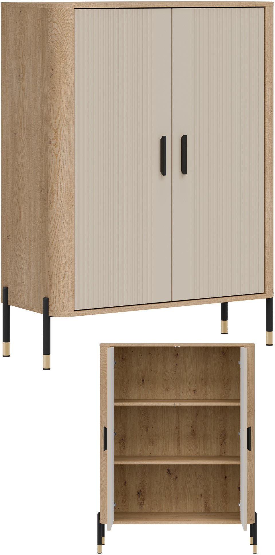 Szafka dwudrzwiowa Komoda Regał zamykany Dąb Kaszmir Czarny DANTE DT11