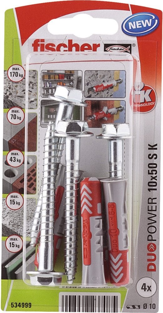 Two-component dowel with screw 10x50 mm, 4 pcs.