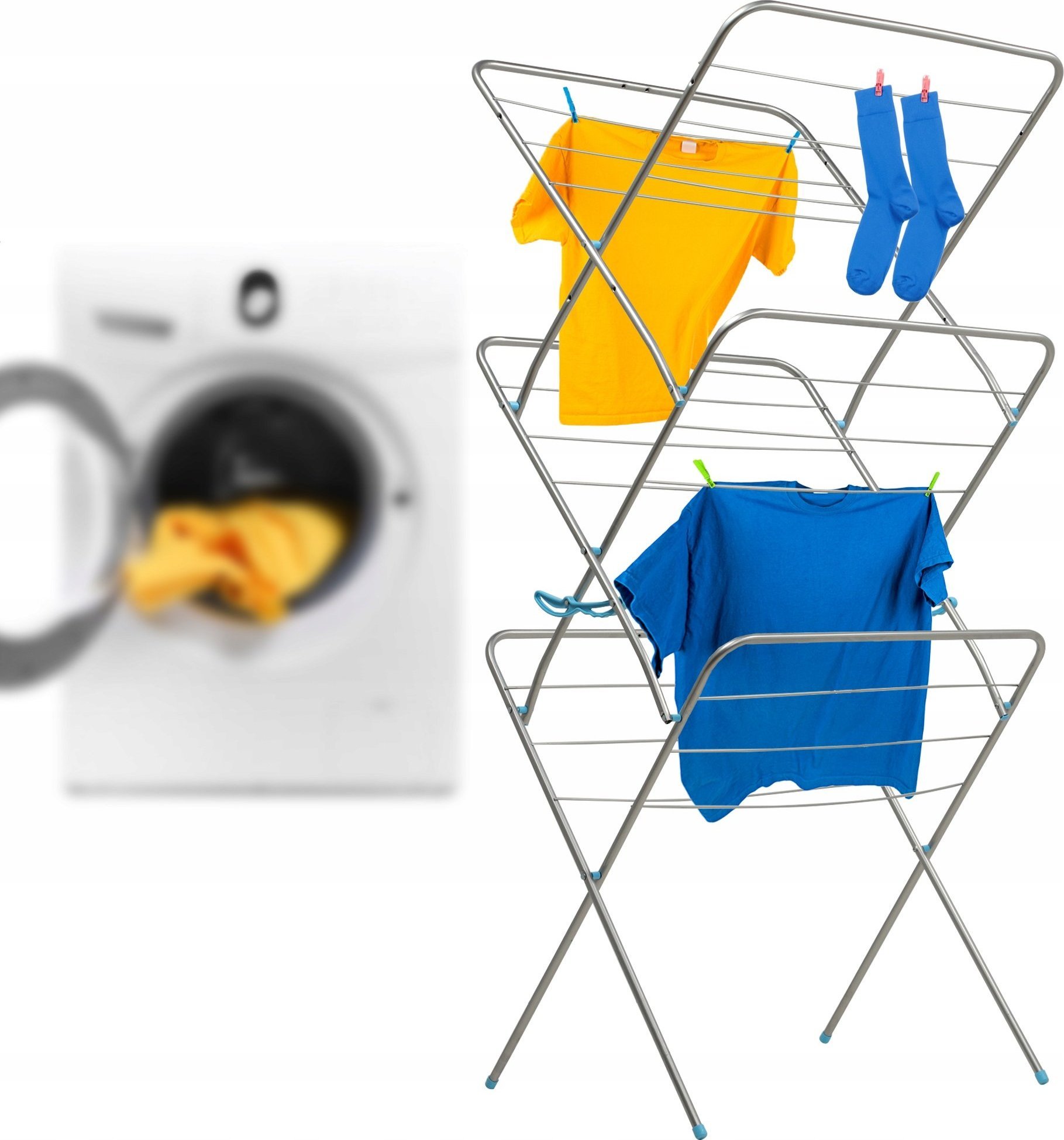 Suszarka na pranie Kadax Suszarka Na Pranie Ubrania Stojąca Pionowa Duża 3P