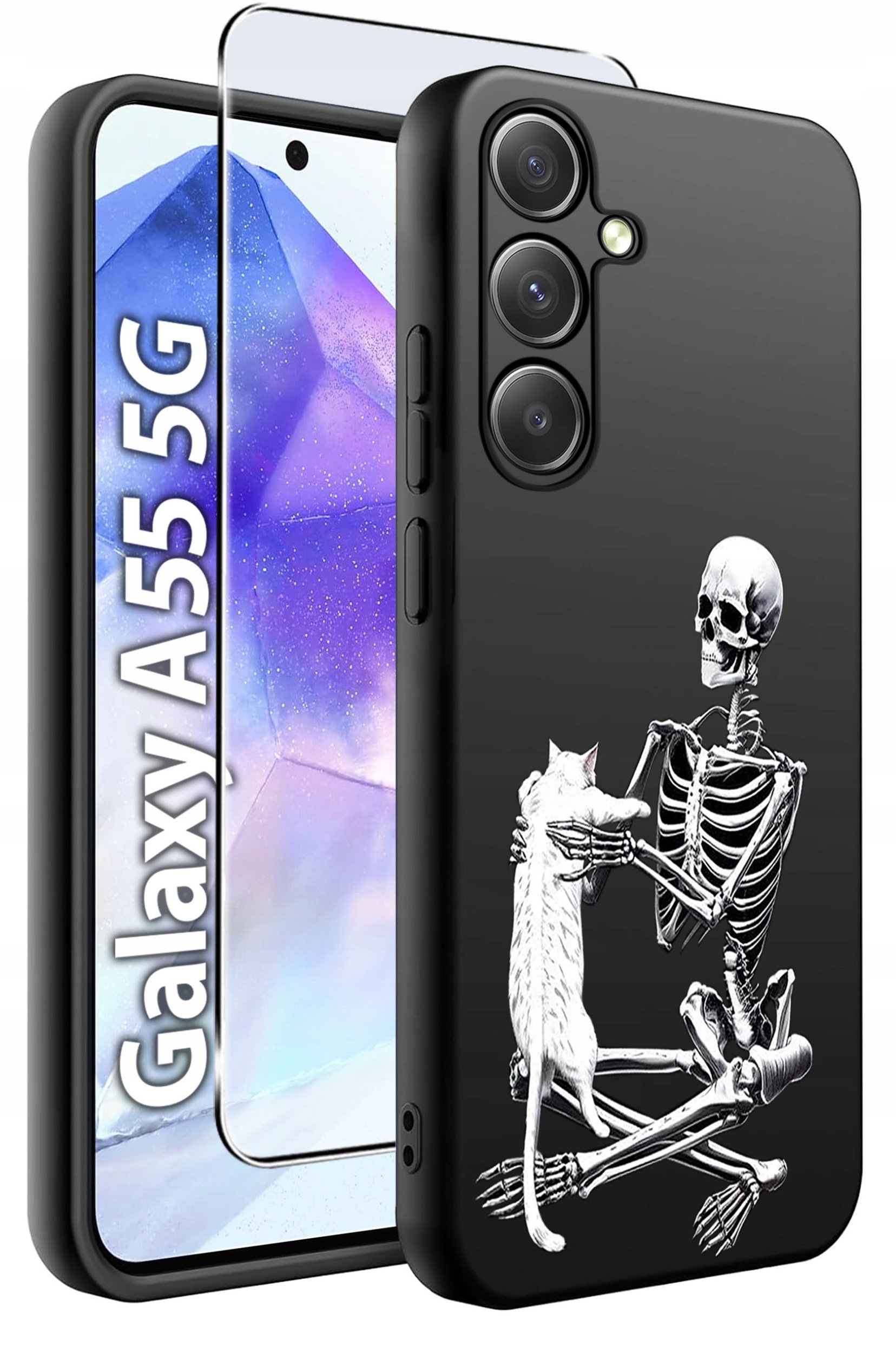 ETUI do Samsung A55 5G WZORY | SILIKONOWE MATT CASE + SZKŁO HARTOWANE 9H