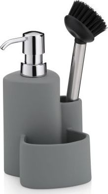 Kela Ceramiczny Kela Purana dozownik do mydła ze szczotką do naczyń, 10x11, wys.22 cm, 350 ml, szary