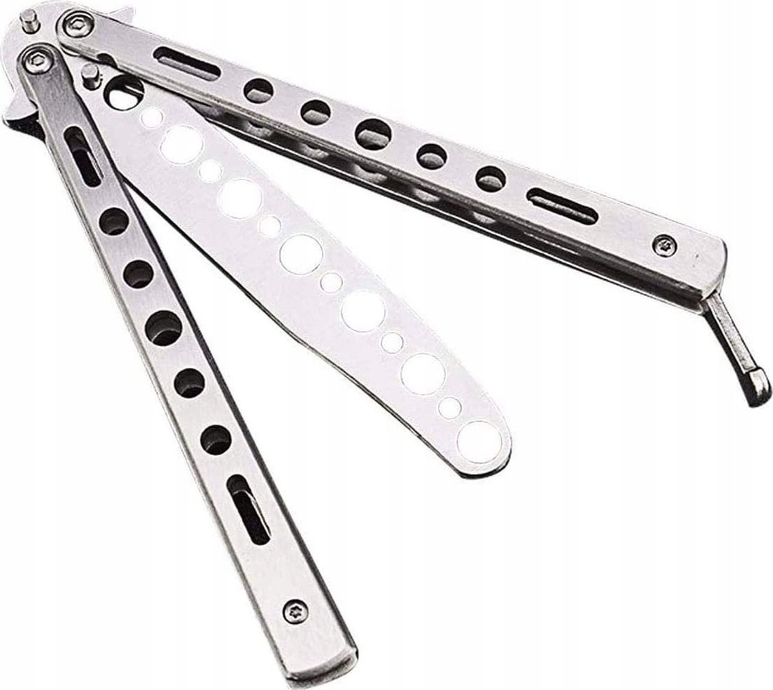 Korbi NÓŻ TRENINGOWY MOTYLKOWY TĘPY MOTYLEK SREBRNY