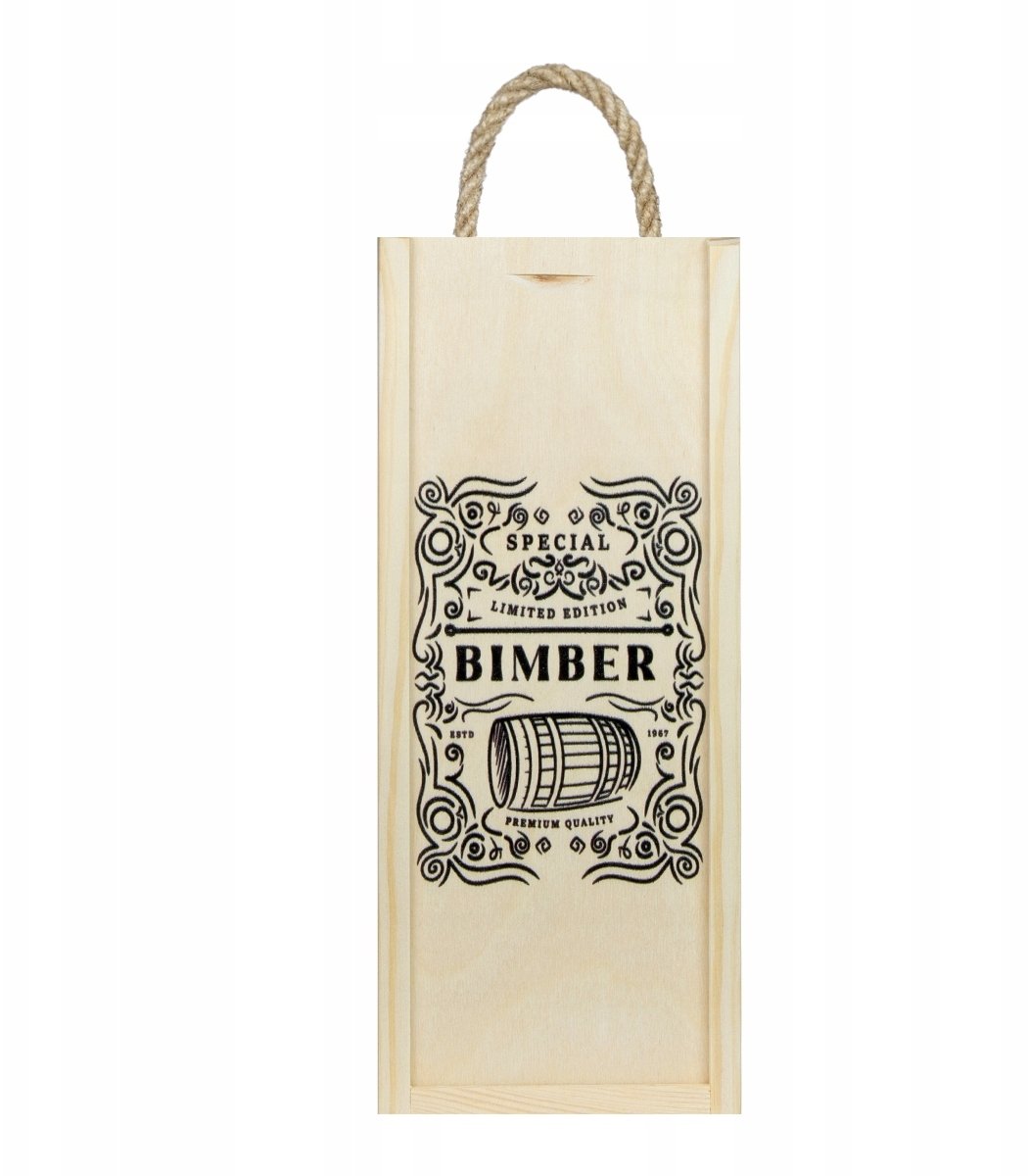 SKRZYNKA DREWNIANA na butelkę BIMBER wódkę prezent