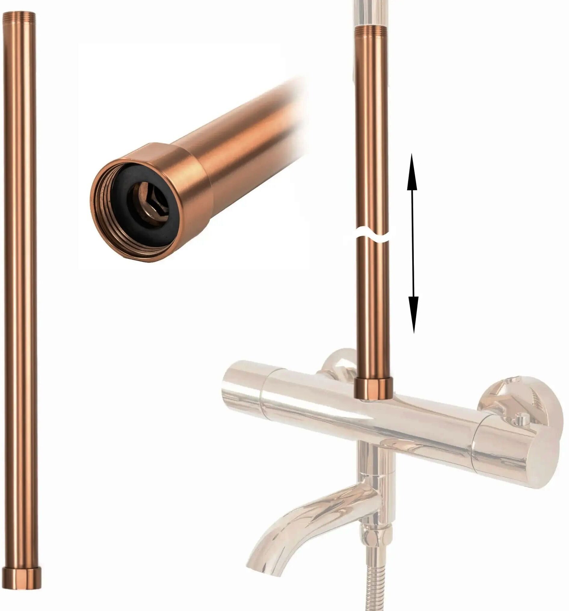 Przedłużka do Zestawu Wannowo-prysznicowego Miedź Szczotkowana 50cm