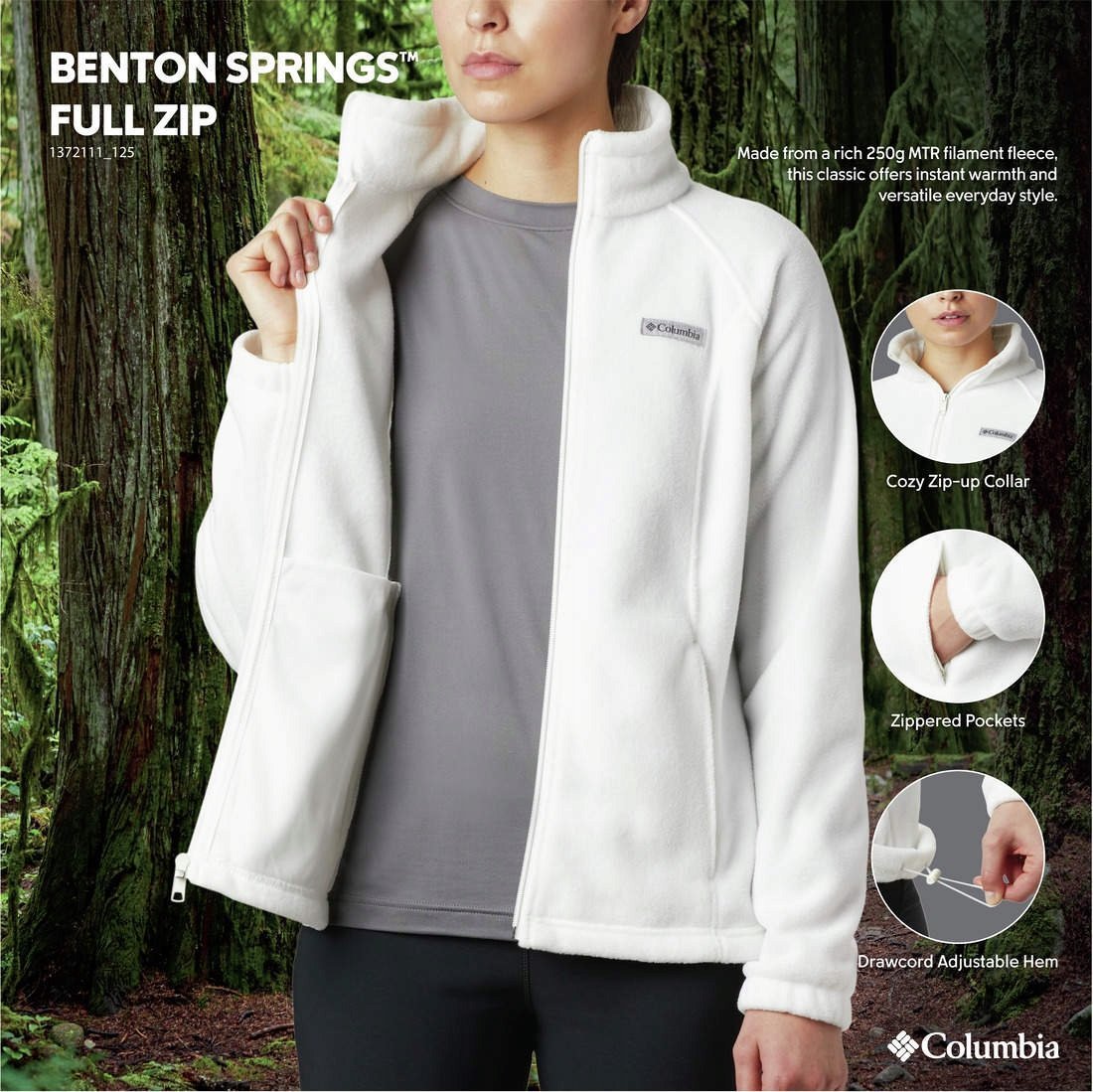 Columbia Benton Springs Full Zip Fleece 1372111125 białe XL