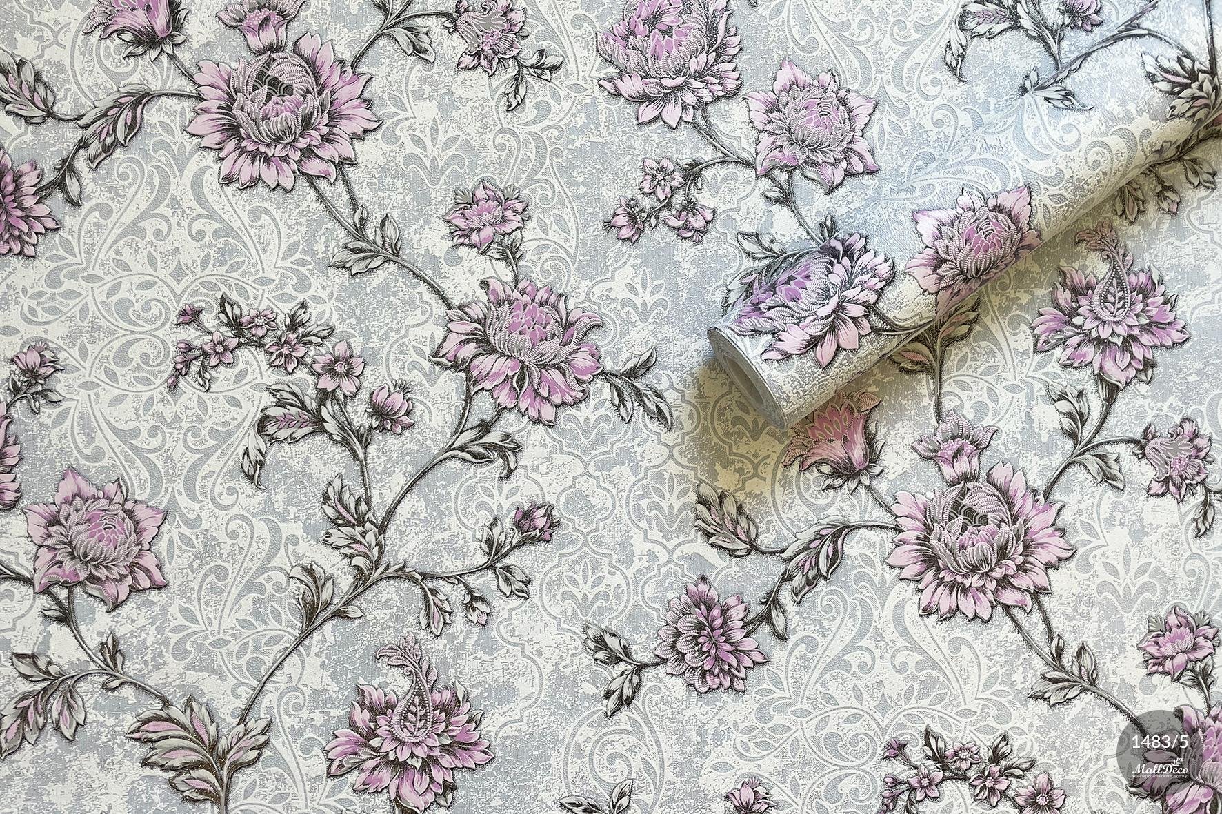 MallDeco TAPETA WINYLOWA MODEL ELEGIE DECOR, SZARO-NIEBIESKA