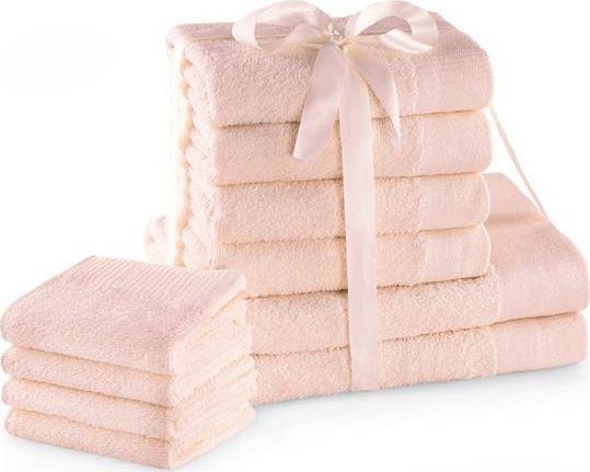 AmeliaHome Zestaw ręczników Amari 10 elementów różowy AmeliaHome