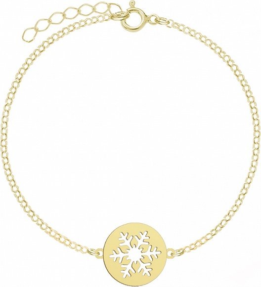 Radziszewska Jewellery Złota Bransoletka z Płatkiem Śniegu 925 Prezent Święta ŻYCZENIA GRATIS