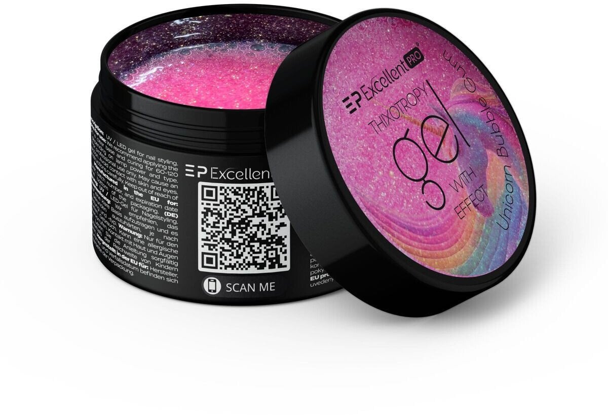 Excellent PRO Thixotropy Gel With Effect żel budujący Unicorn Bubble Gum 50g