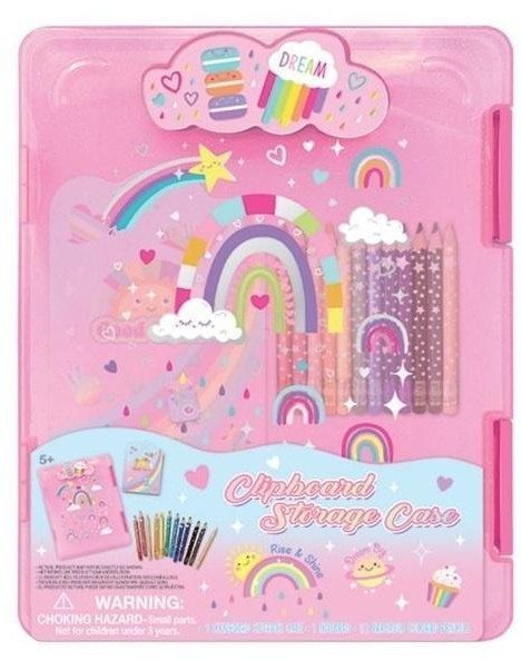 Teczka z klipsem + kredki Tęcza