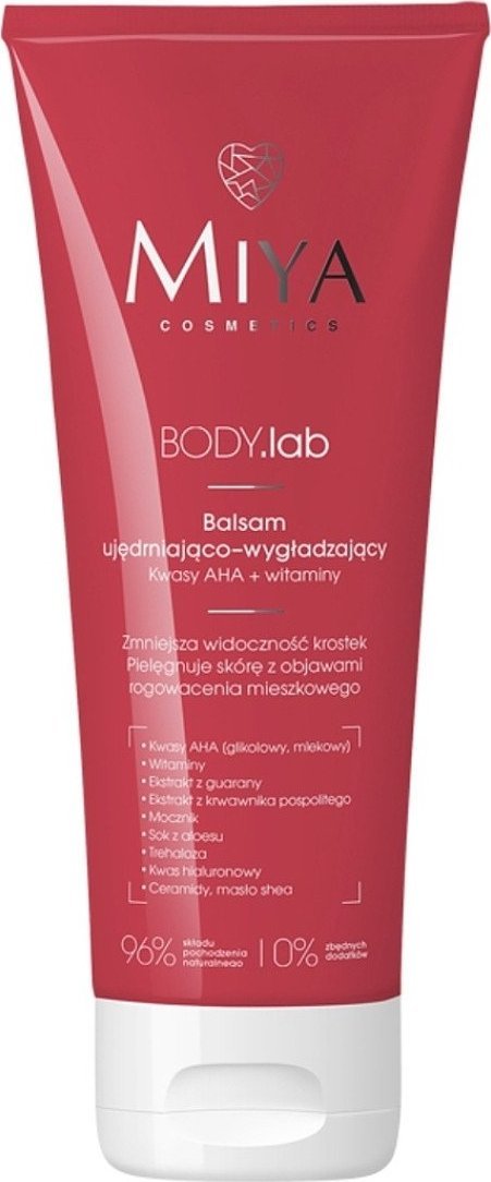 Miya Miya, BODY.lab, Ujędrniająco-wygładzający balsam z kwasami AHA i witaminami, 200 ml