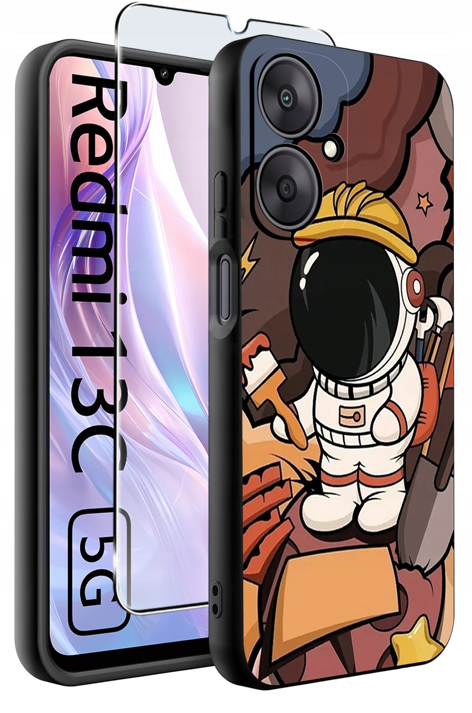 ETUI do Xiaomi Redmi 13C 5G WZORY |SILIKONOWE MATT CASE +SZKŁO HARTOWANE 9H