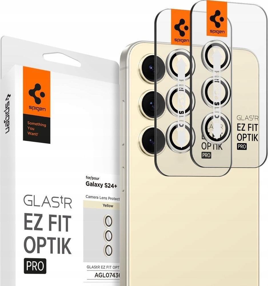 Spigen Glass tR EZ Fit Optik Pro 2 Pack, yellow - Samsung Galaxy S24+