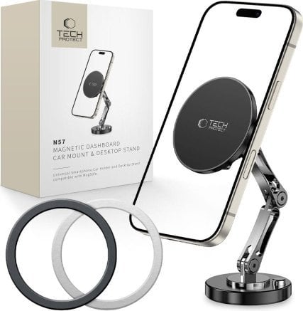 TECH-PROTECT N57 MAGNETIC MAGSAFE DASHBOARD CAR MOUNT & DESKTOP PHONE STAND BLACK