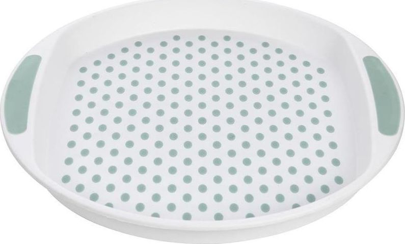 Praktyczna Taca antypoślizgowa Praktyczna 39,5 cm okrągła biało-miętowa