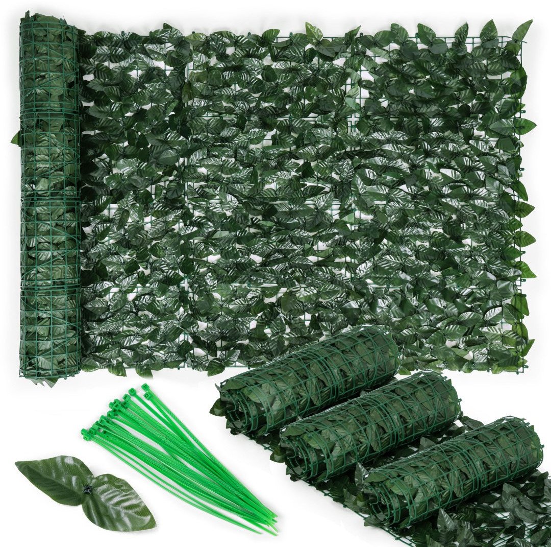 Sztuczny bluszcz żywopłot 300x150 cm zielona osłona na balkon maskująca - 3 ROLKI
