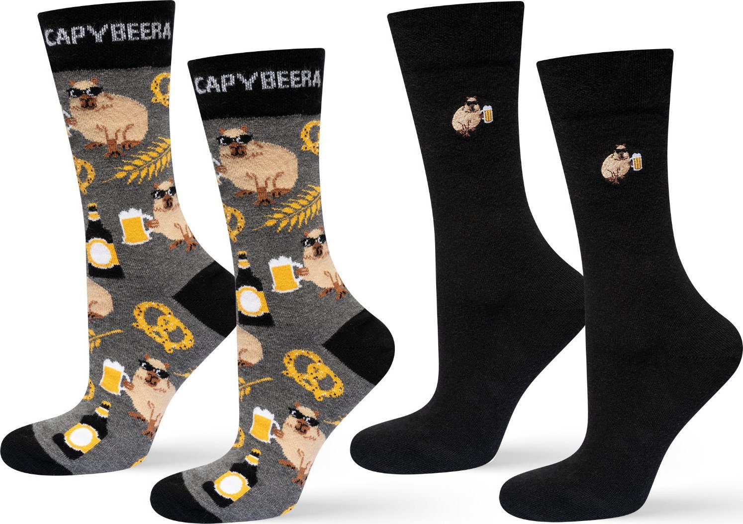 Soxo Męskie Skarpetki kolorowe SOXO kapibara z piwem - 2 pary 4045