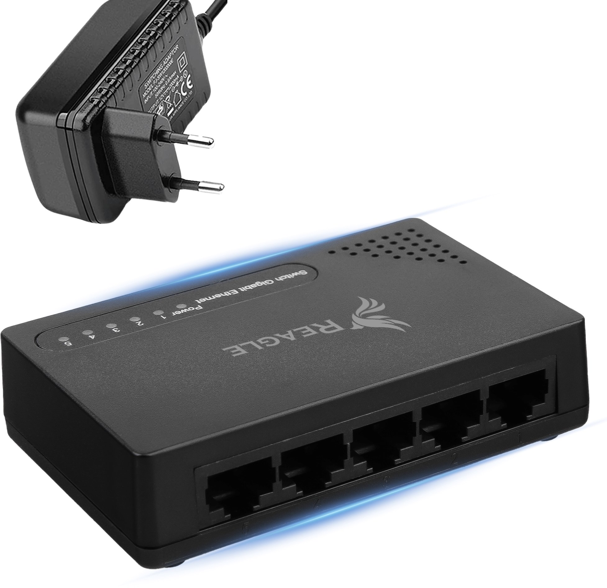 Switch Reagle SWITCH Rozdzielacz LAN 5 portów gigabitowy Ethernet RJ45 1000 Mb do internetu