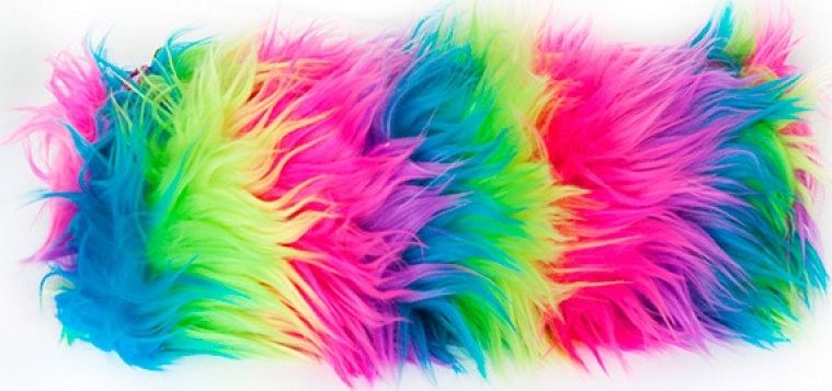 Piórnik Piórnik-saszetka MEMORIS Fluffy, włochata, na suwak, tęczowa