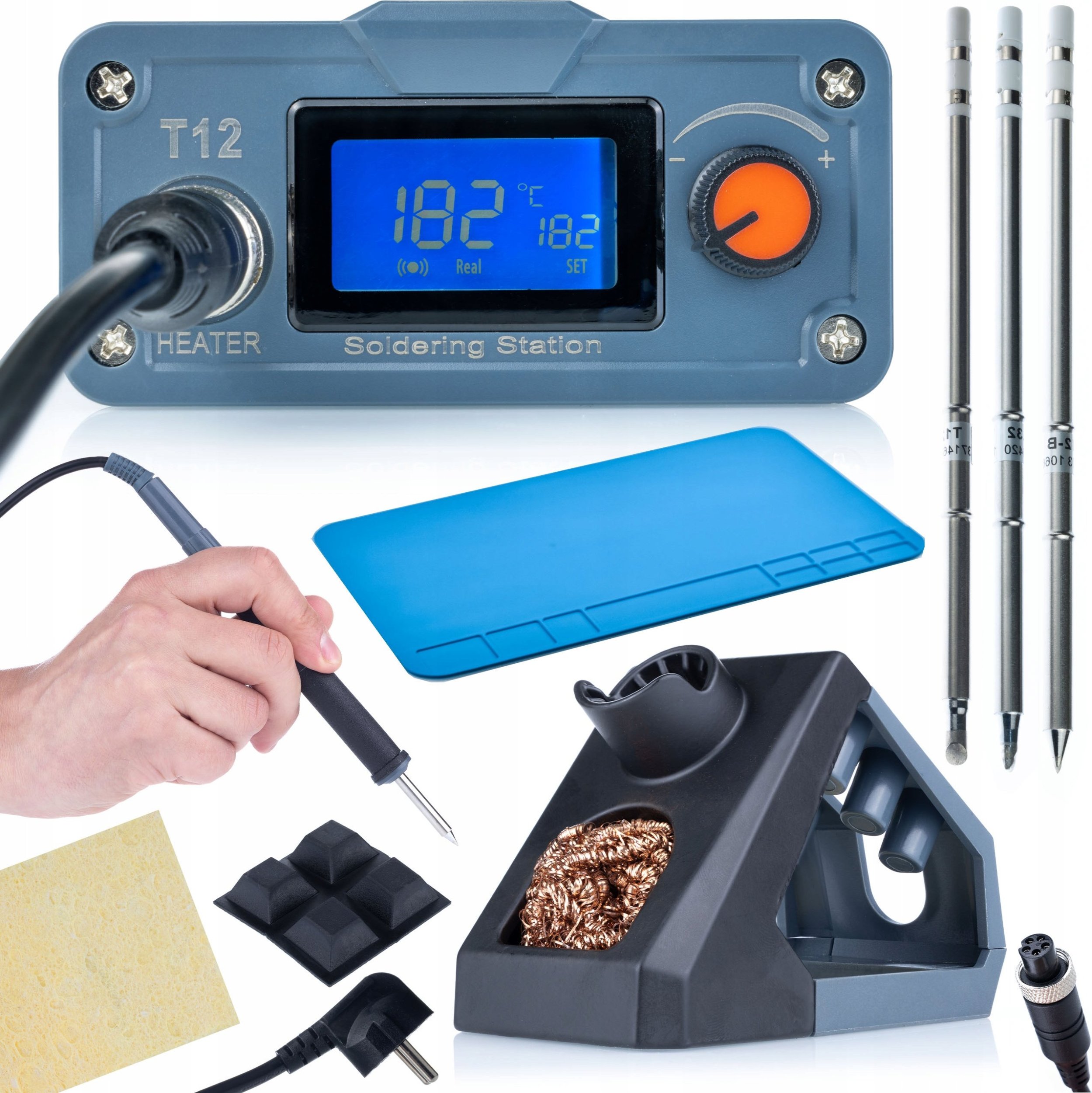 Rosfix ZESTAW STACJA LUTOWNICZA NA GROTY T12 OLED 3X GROTY T12 SILIKONOWA MATA