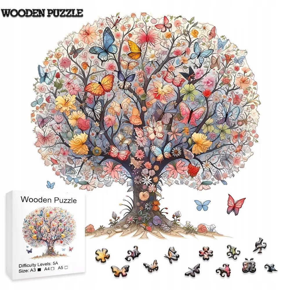 Drewniane puzzle / Wooden Puzzle / Drzewo życia / Duży Format A3 / 180 el