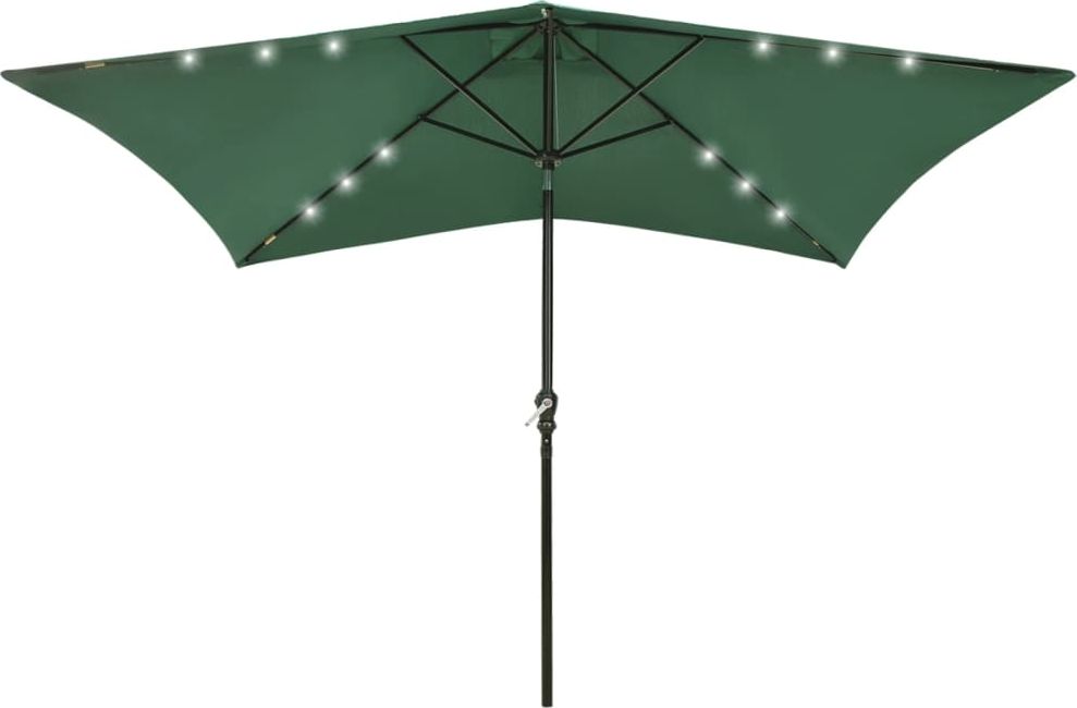vidaXL Parasol z lampkami LED, na stalowym słupku, zielony, 2x3 m