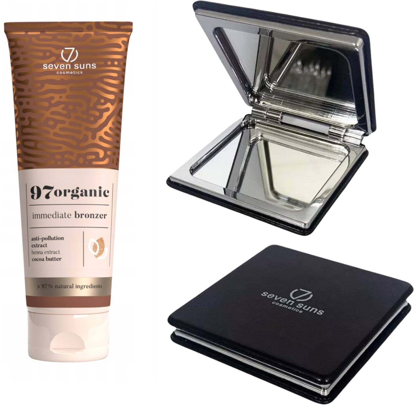 7suns 97organic Naturalny Bronzer Natychmiastowy + Podwójne Lusterko Gratis