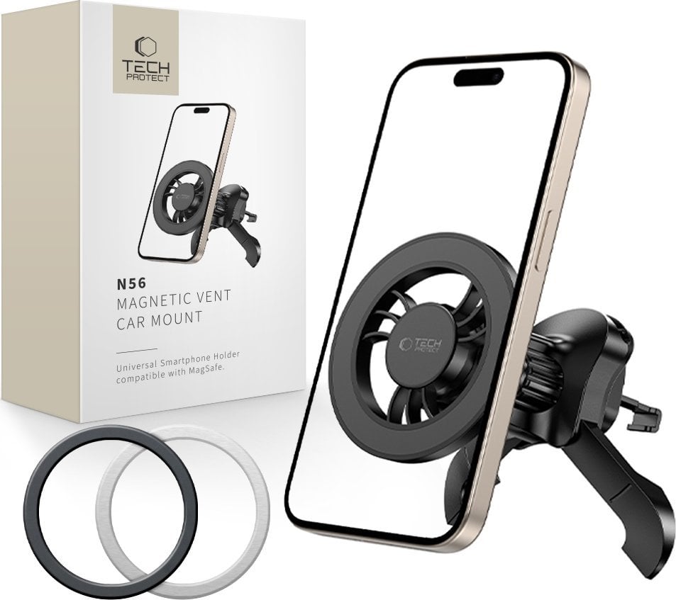 TECH-PROTECT N56 MAGNETIC MAGSAFE STABLE VENT CAR MOUNT BLACK
