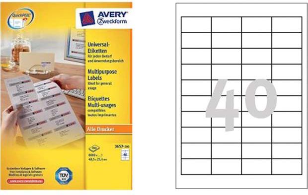 Avery Zweckform ETYK.ZF 3657 48.5X25,4 MARGI./4000 ETYKIETA - 3657