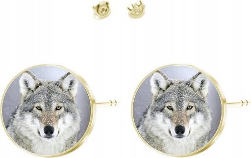 Radziszewska Jewellery Pozłacane kolczyki ze zdjęciem WILK DEDYKACJA